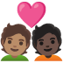 🧑🏽‍❤️‍🧑🏿 couple with heart: person, person, medium skin tone, dark skin tone display on Google